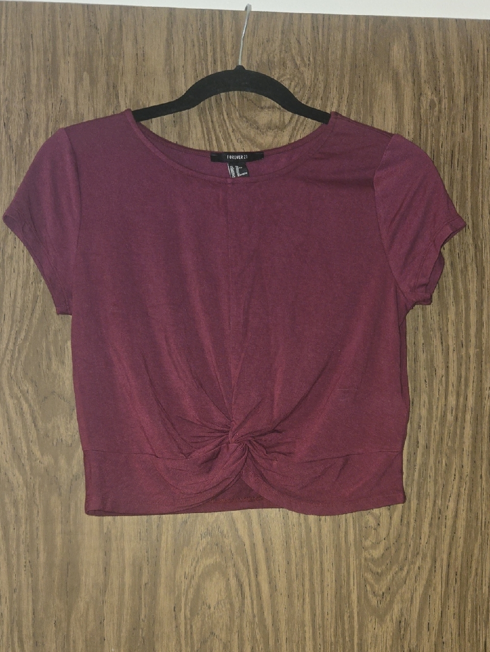 Forever 21 Maroon Twist-Front Crop Top